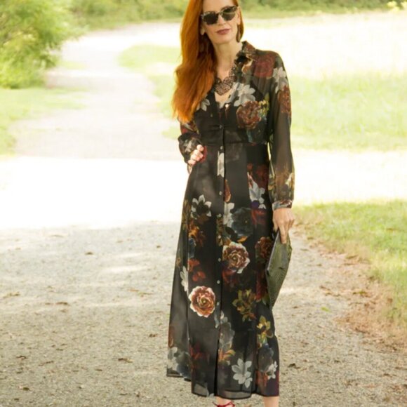 Soft Surroundings Anais Maxi Dress LP - Picture 1 of 14